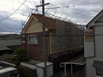 岡山南区 屋根工事 屋根足場設置