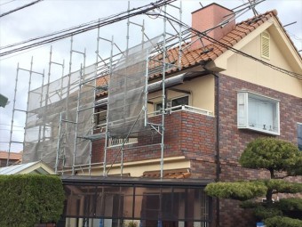 岡山南区 屋根工事 屋根足場設置
