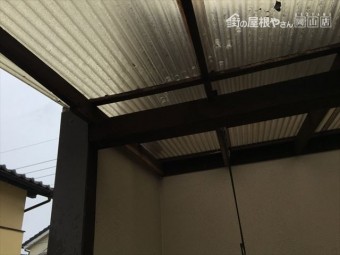 岡山市南区テラスの波板が飛びそう