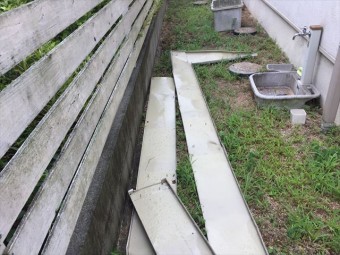 岡山市南区で台風で板金が飛んだ