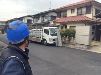岡山市南区 足場設置