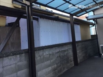 岡山市南区 雨漏り修理 ポリカ張り替え