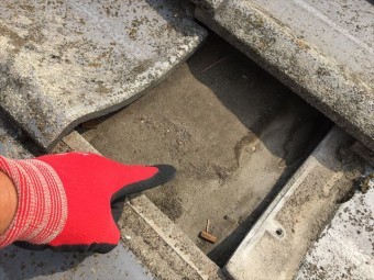 倉敷市 屋根修理点検下地に雨もり跡