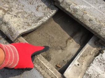 倉敷市 屋根修理点検下地に雨もり跡