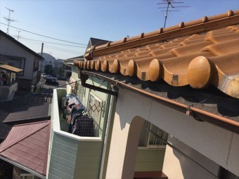 岡山市南区 軒樋撤去前