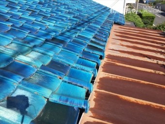 岡山市南区 屋根補修工事 軒瓦のズレ