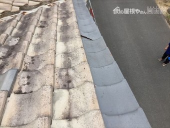 岡山市南区のケラバの瓦の割れ
