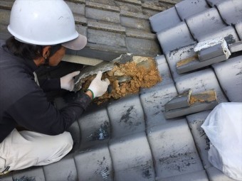 岡山市北区で台風 雨漏り修理 熨斗解体組み立て