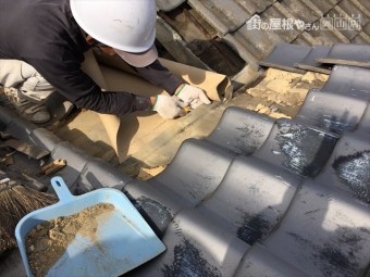 岡山市北区で台風 雨漏り修理 熨斗解体組み立て