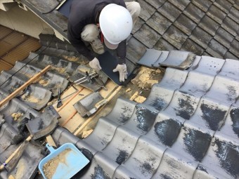 岡山市北区で台風 雨漏り修理 熨斗解体組み立て