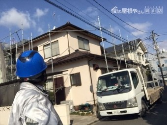 岡山市南区 養生足場解体