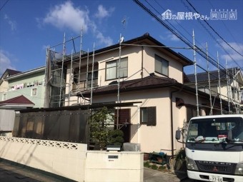 岡山市南区 養生足場解体