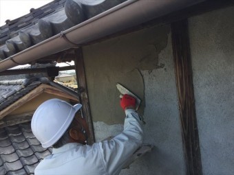 岡山市北区 雨漏り修理 モルタル上塗り