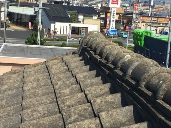 岡山市北区 雨漏り修理 セメント瓦