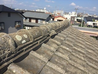 岡山市北区 雨漏り修理 胸の瓦ずれ