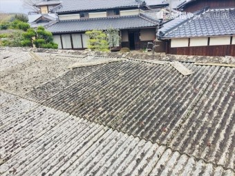 岡山市北区 スレートの棟劣化