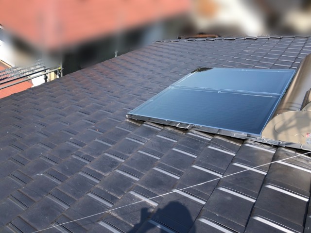 葺き替え　足場　三州瓦　かるーが　太陽温水器