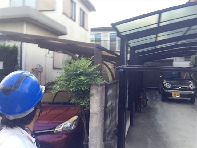岡山市東区でカーポートの波板が飛びました。