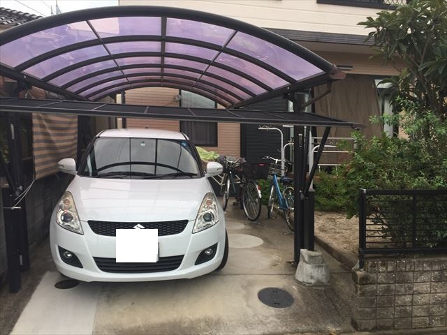 岡山市中区でカーポートの屋根取り換え